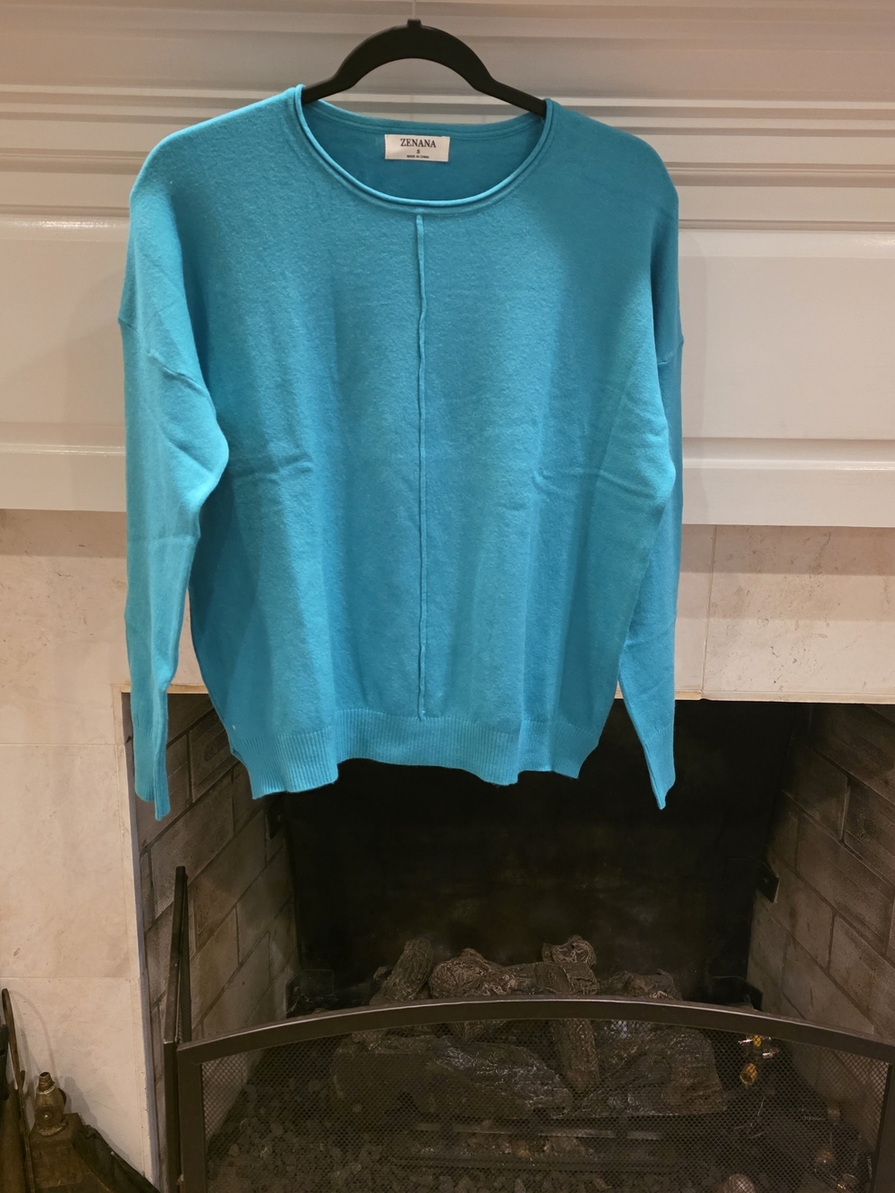 Zenana Outfitters Bright Turquoise Crewneck Sweater